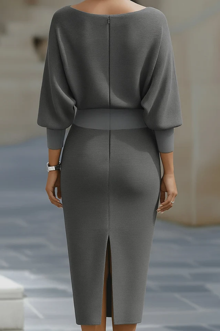 CORNELIA Draped Cowl-Neck Knit Midi Dress, photo 13