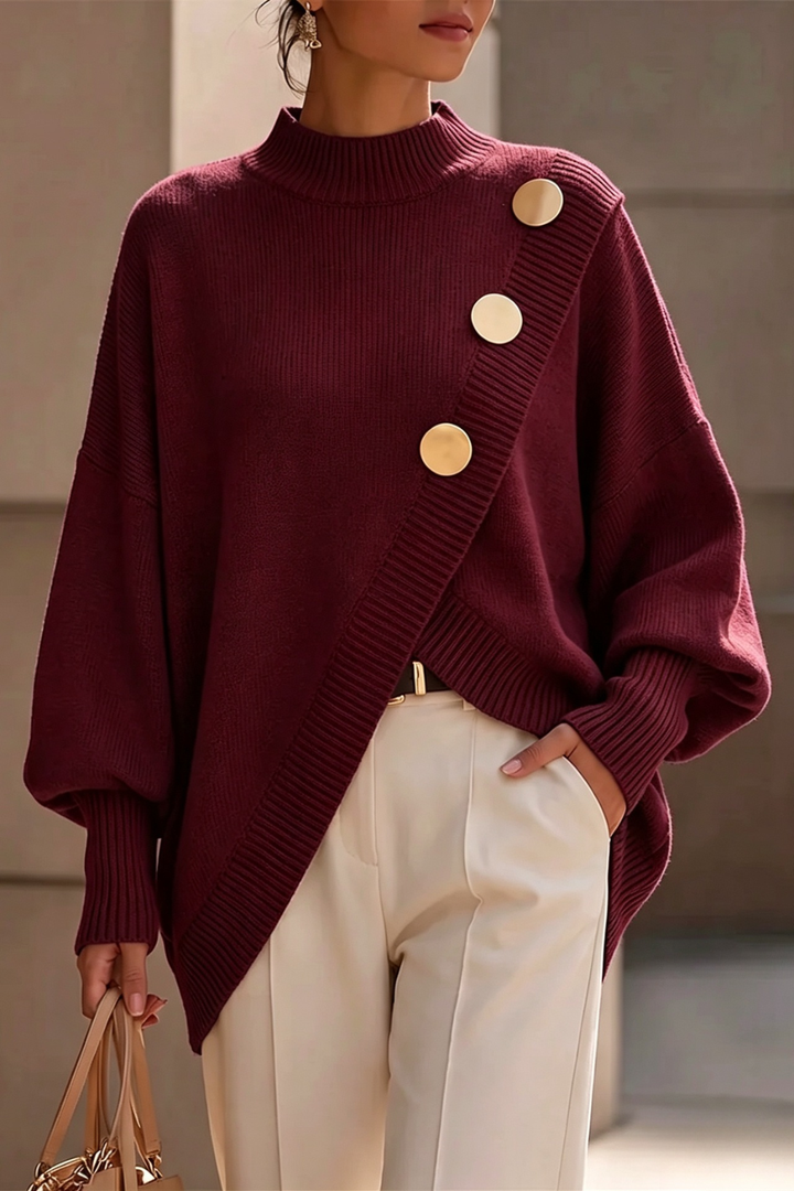 AGATHA | Asymmetric Button Roll-Neck Jumper