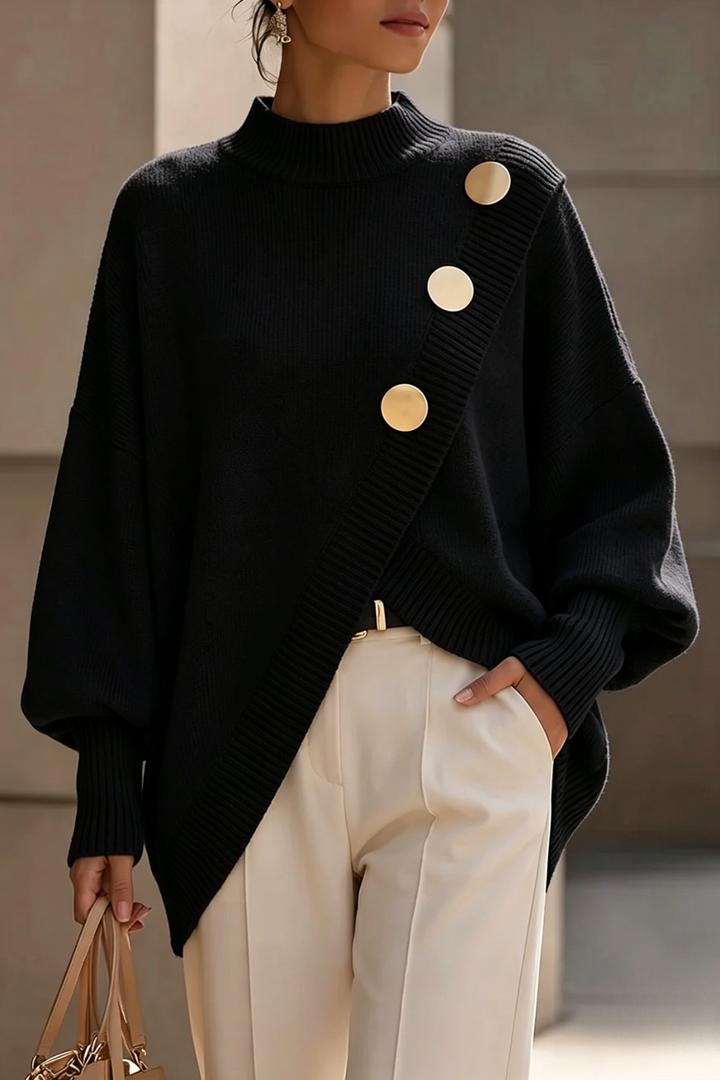 AGATHA | Asymmetric Button Roll-Neck Jumper