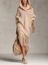 FELICITY | Hooded Fringe Knit Midi Dress