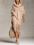FELICITY | Hooded Fringe Knit Midi Dress