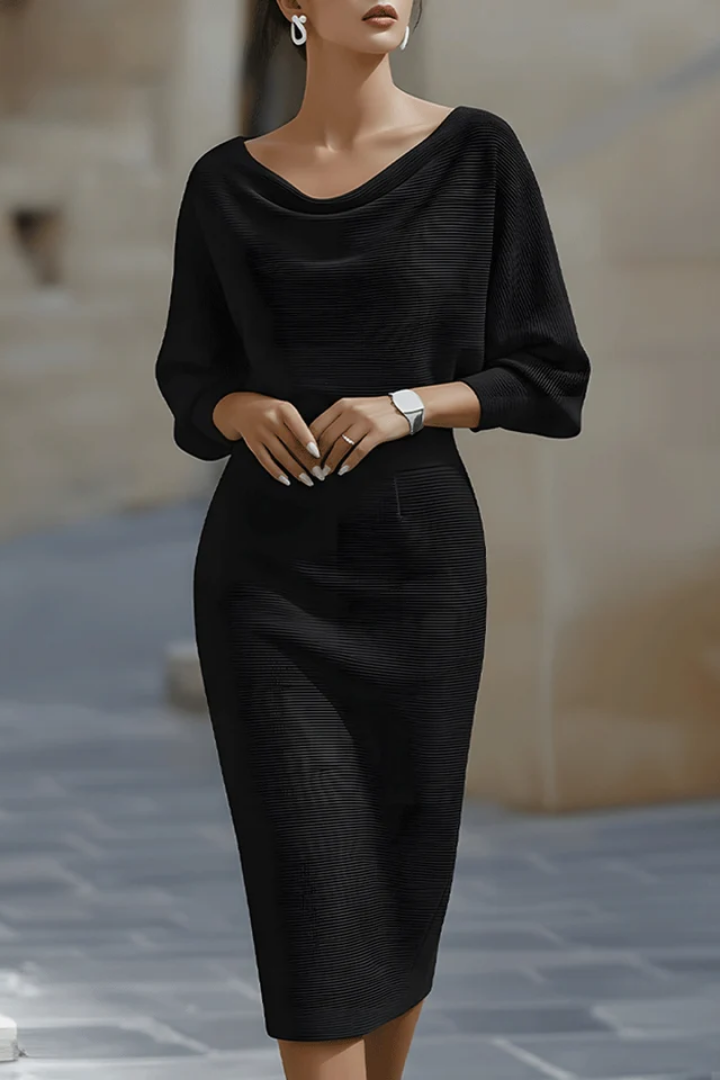CORNELIA Draped Cowl-Neck Knit Midi Dress, photo 9