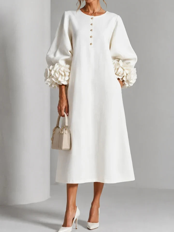 EUGENIE | Rosette-Sleeve Midi Dress