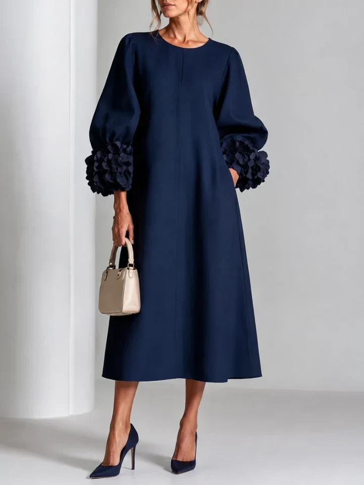 EUGENIE | Rosette-Sleeve Midi Dress