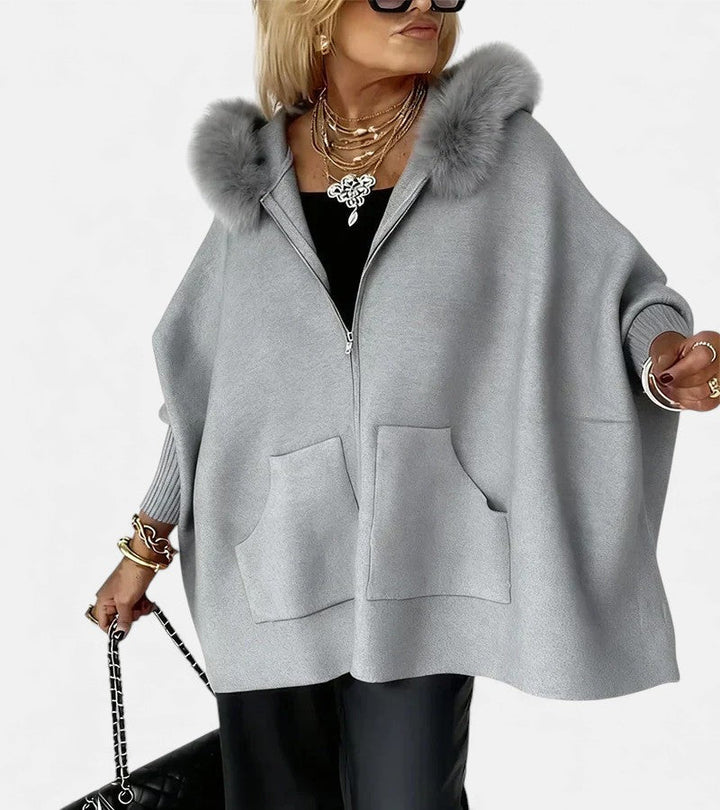 MIRABEL | Faux Fur Hooded Knit Jacket