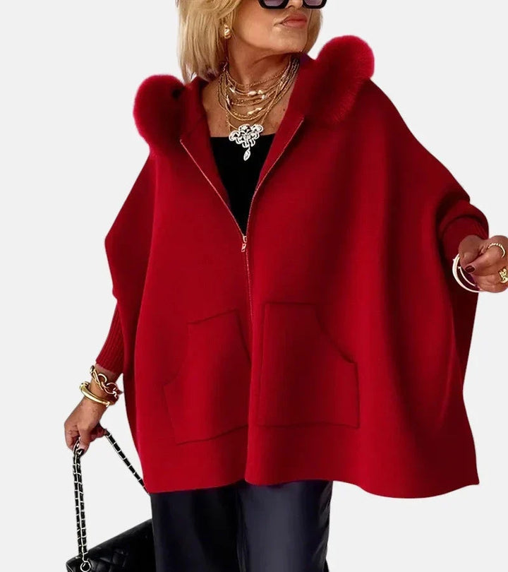 MIRABEL | Faux Fur Hooded Knit Jacket