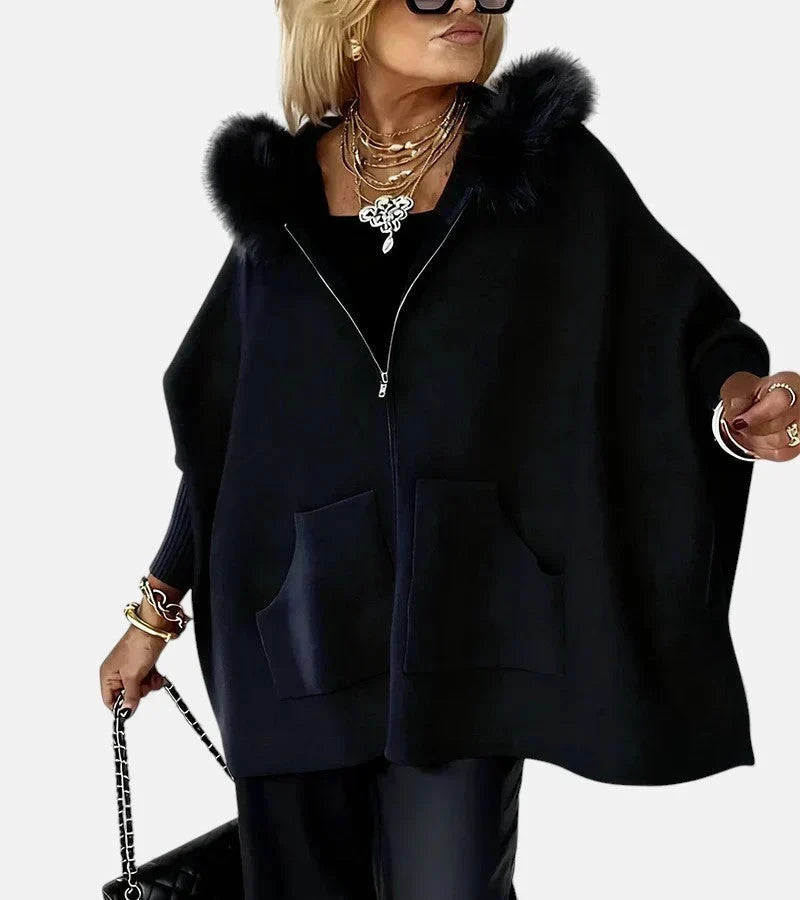 MIRABEL | Faux Fur Hooded Knit Jacket