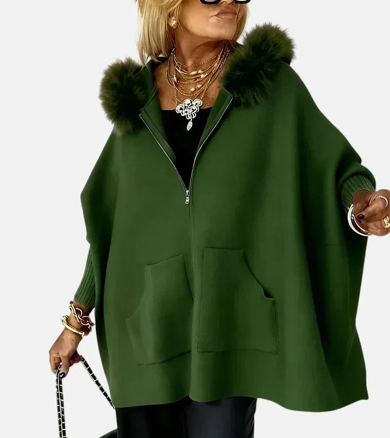 MIRABEL | Faux Fur Hooded Knit Jacket