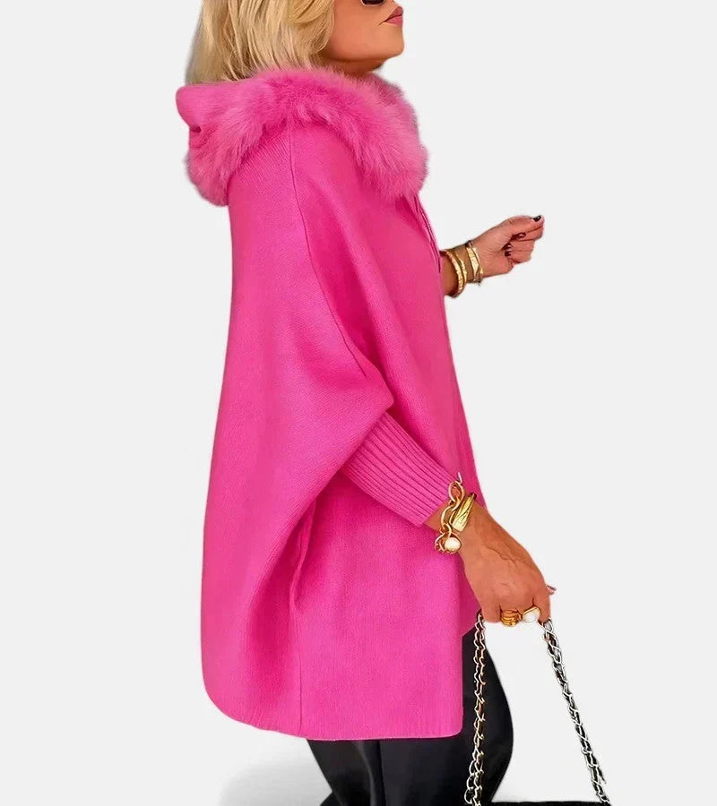 MIRABEL | Faux Fur Hooded Knit Jacket