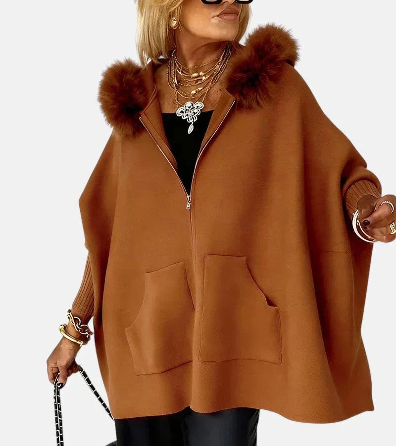 MIRABEL | Faux Fur Hooded Knit Jacket