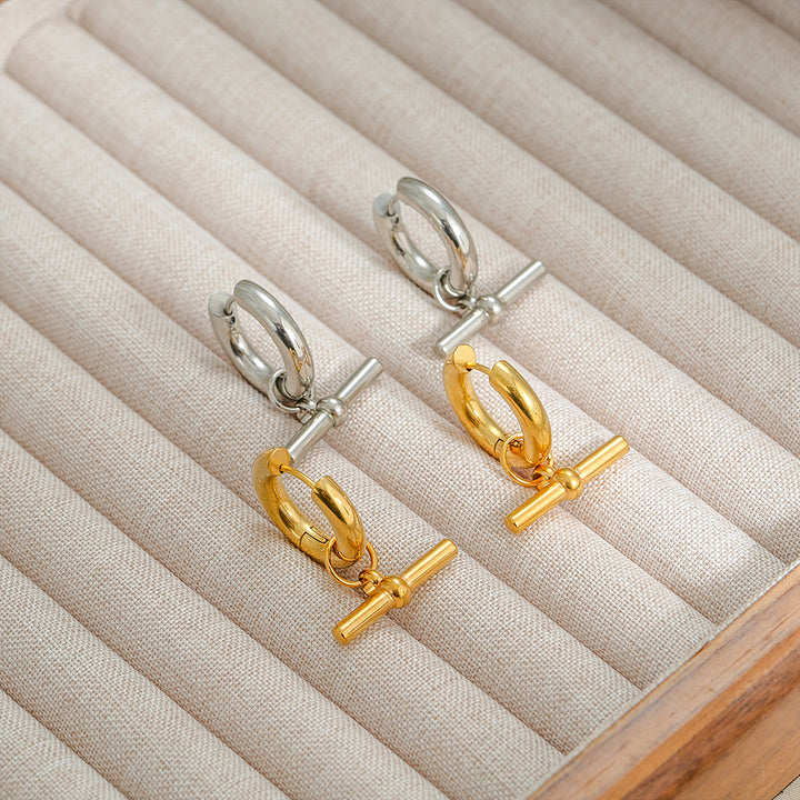 CELESTE | Gold Bar Hoop Earrings