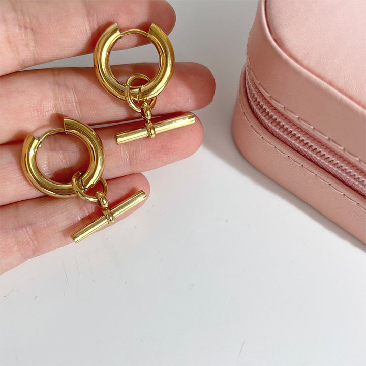 CELESTE | Gold Bar Hoop Earrings