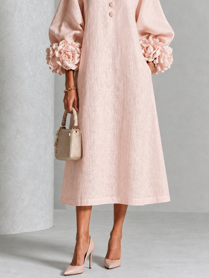 EUGENIE | Rosette-Sleeve Midi Dress