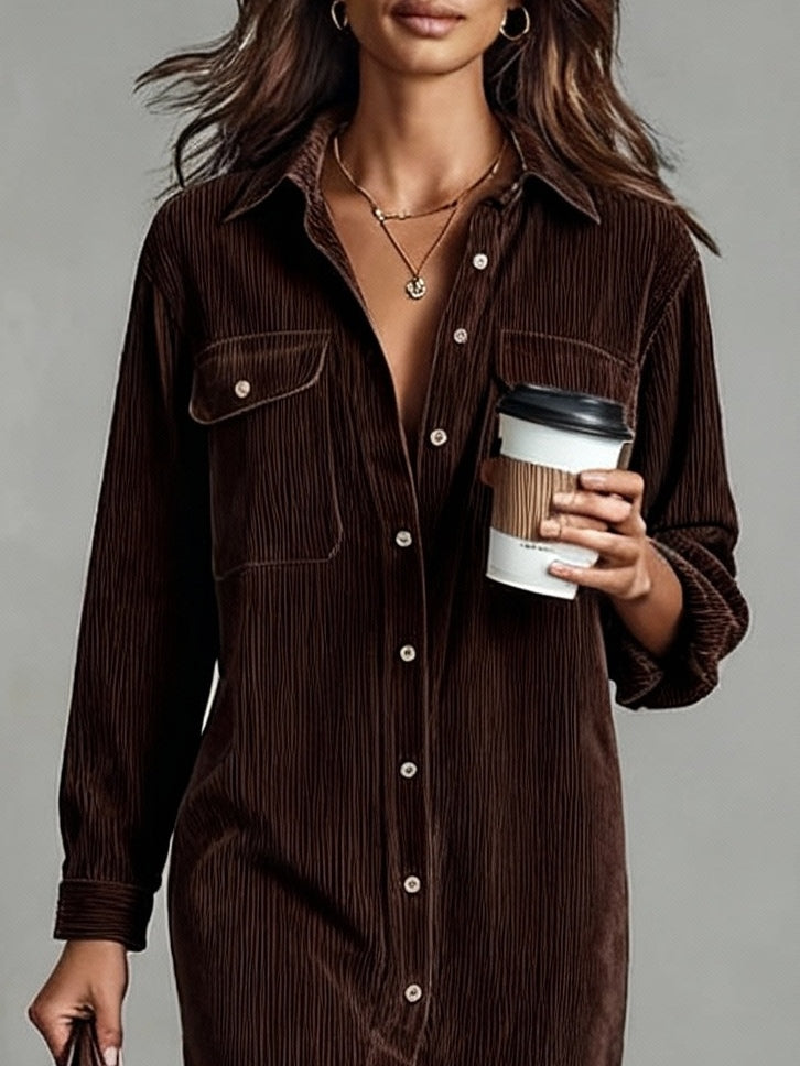 PRISCILLA Corduroy Midi Shirt Dress, photo 10