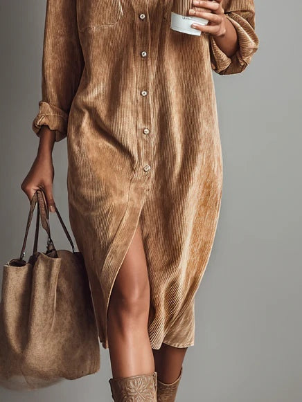 PRISCILLA Corduroy Midi Shirt Dress, photo 6
