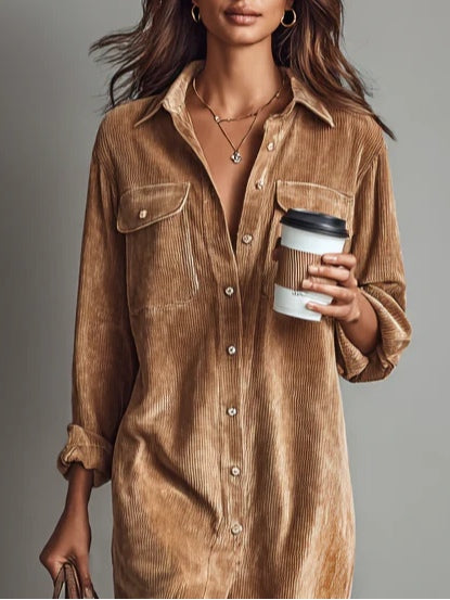 PRISCILLA Corduroy Midi Shirt Dress, photo 5