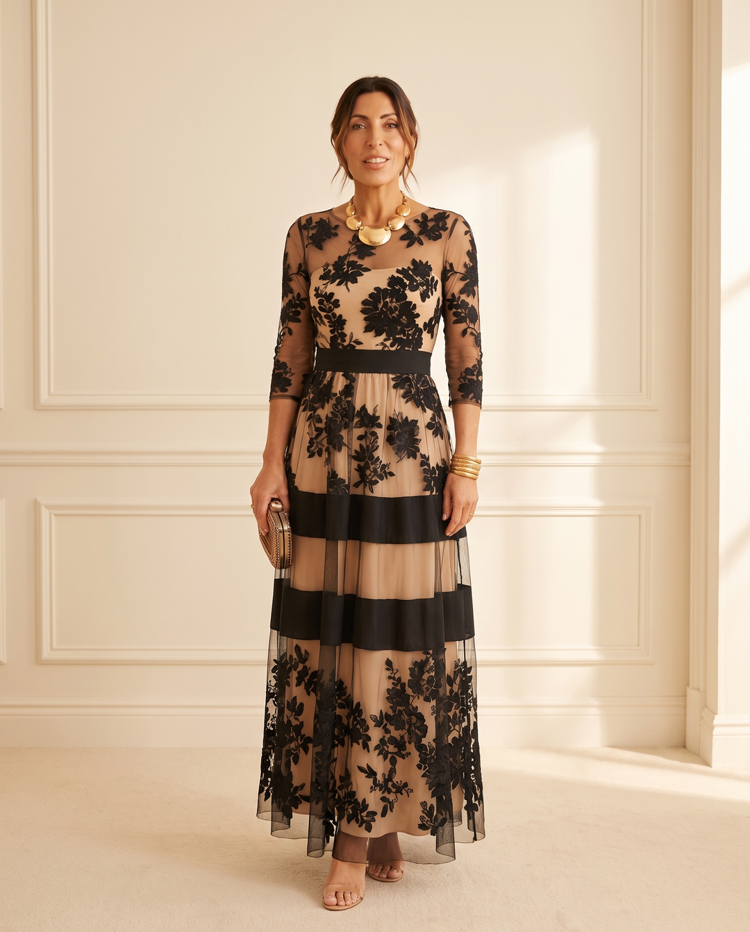 ROSALINE | Black Lace Maxi Dress