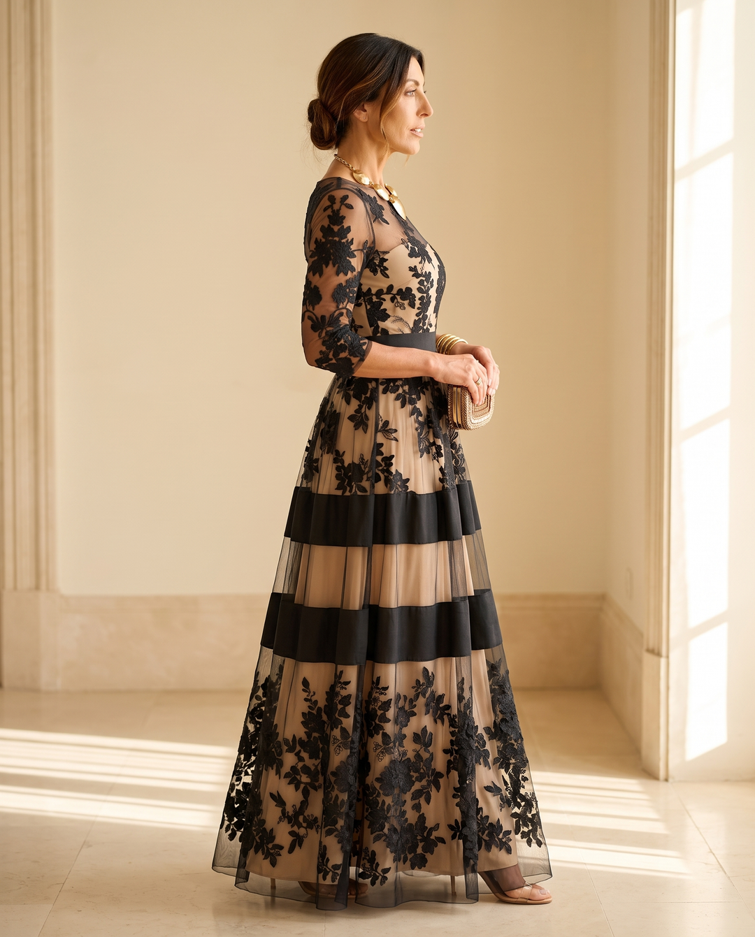 ROSALINE | Black Lace Maxi Dress