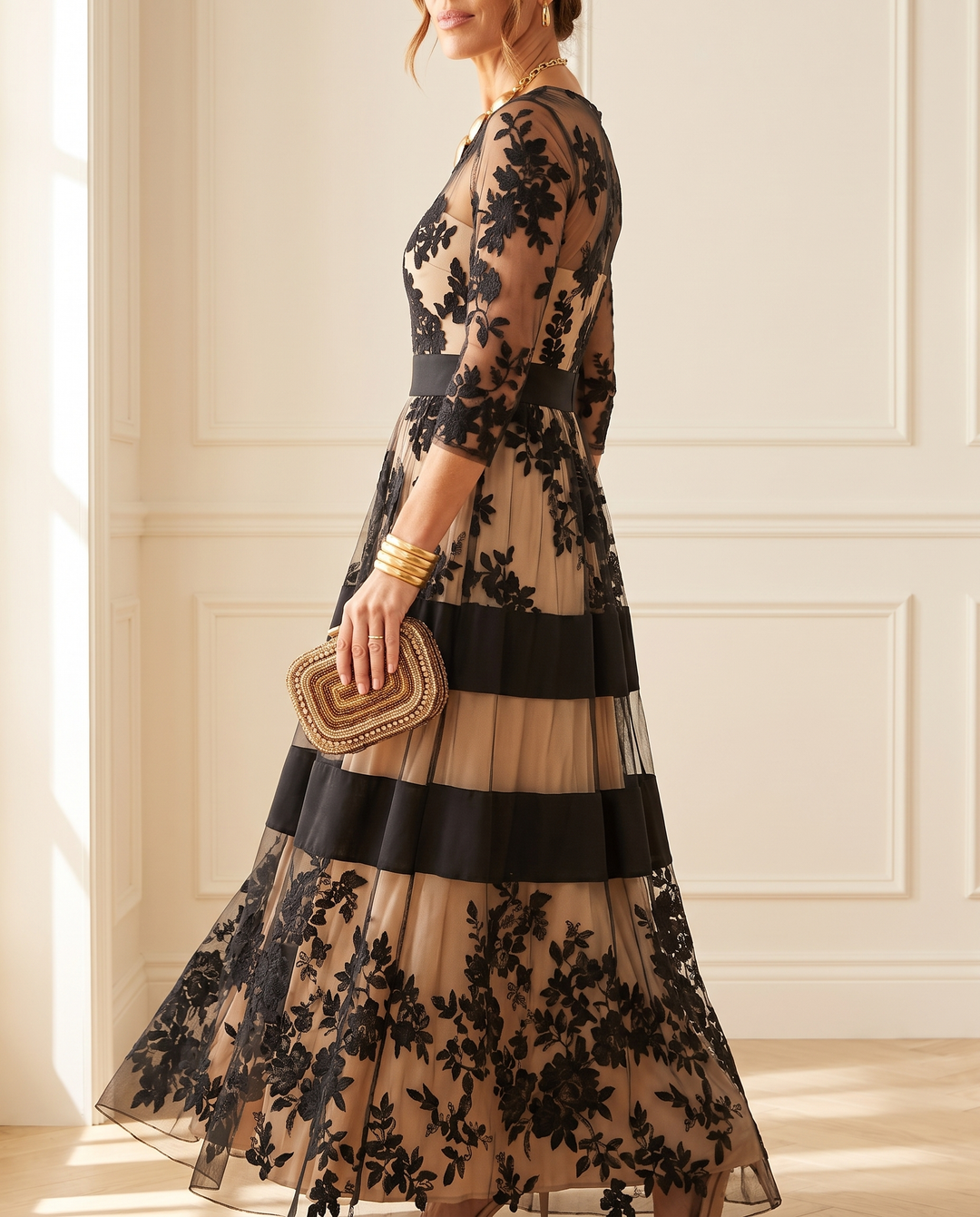 ROSALINE | Black Lace Maxi Dress