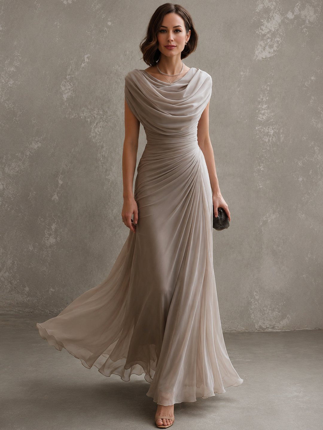 CELESTINE | Draped Cowl-Neck Maxi Dress
