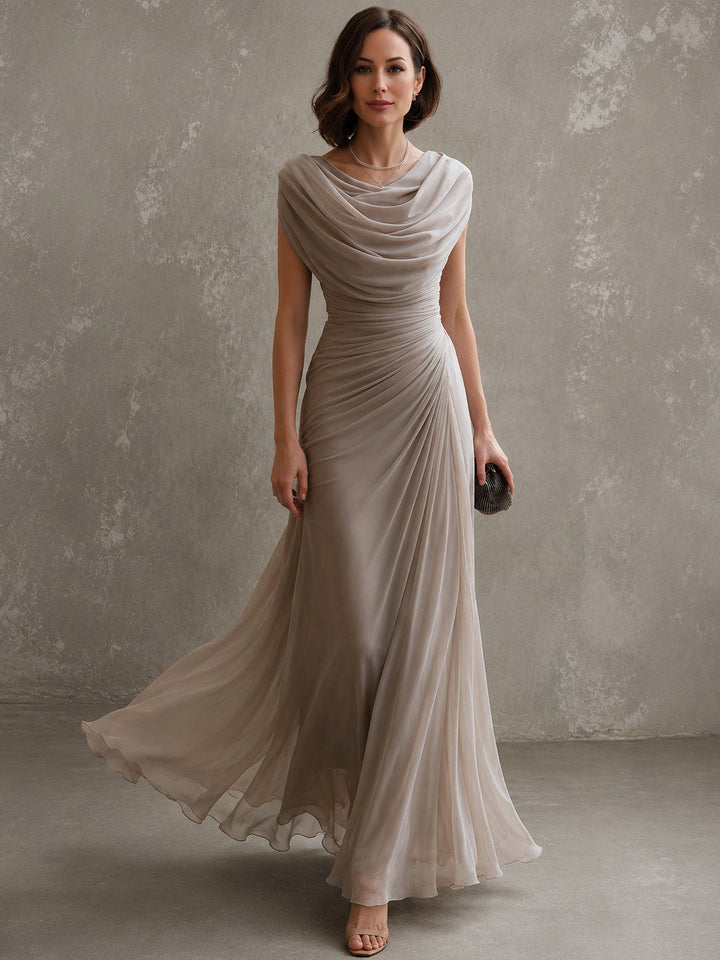 CELESTINE | Draped Cowl-Neck Maxi Dress