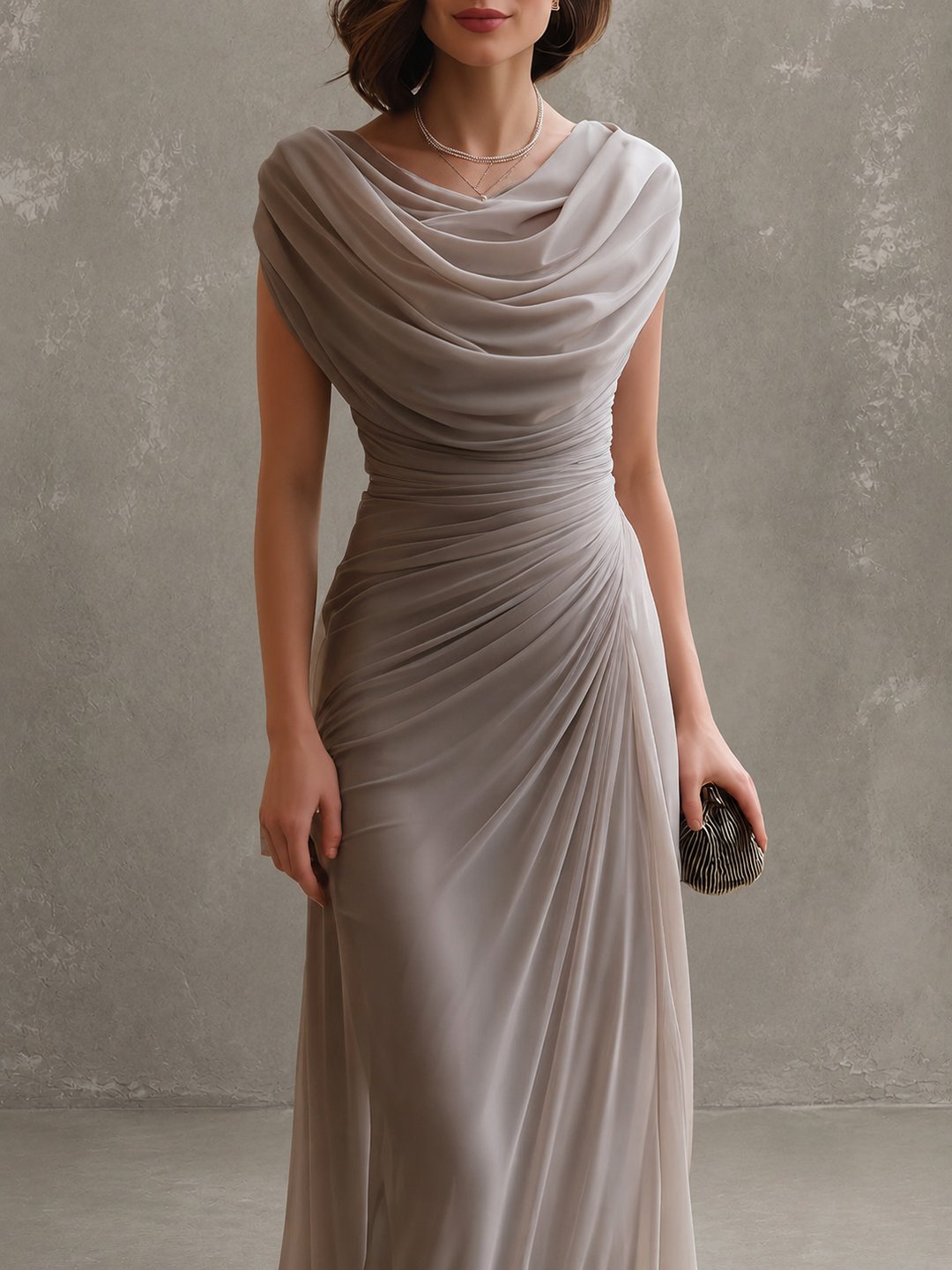 CELESTINE | Draped Cowl-Neck Maxi Dress