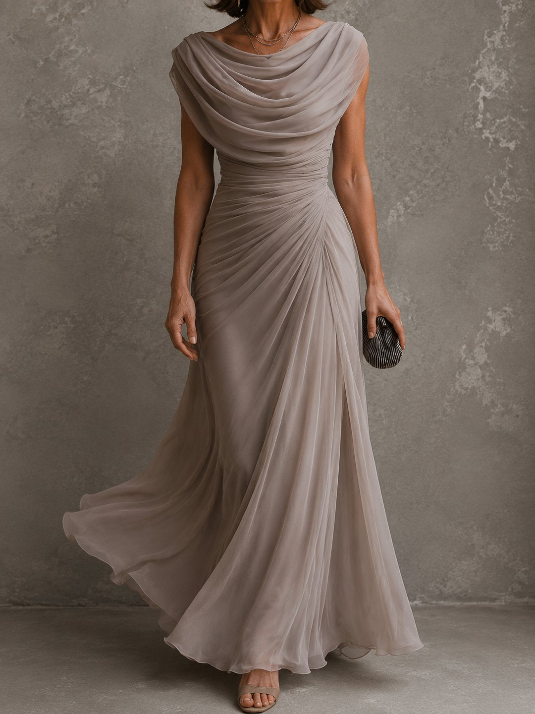 CELESTINE | Draped Cowl-Neck Maxi Dress