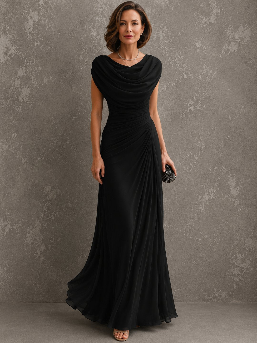CELESTINE | Draped Cowl-Neck Maxi Dress