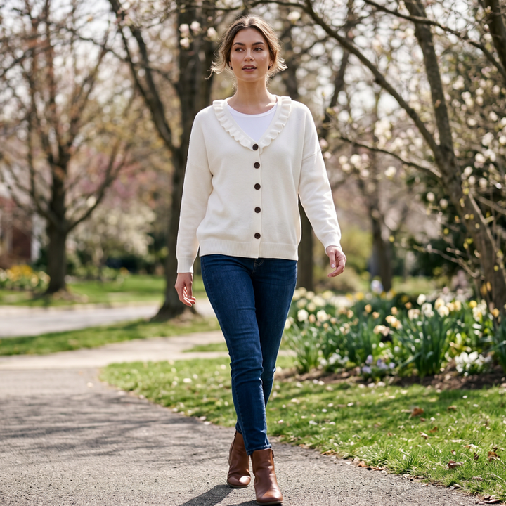 BLANCHE | Ruffle-Collar Knit Cardigan
