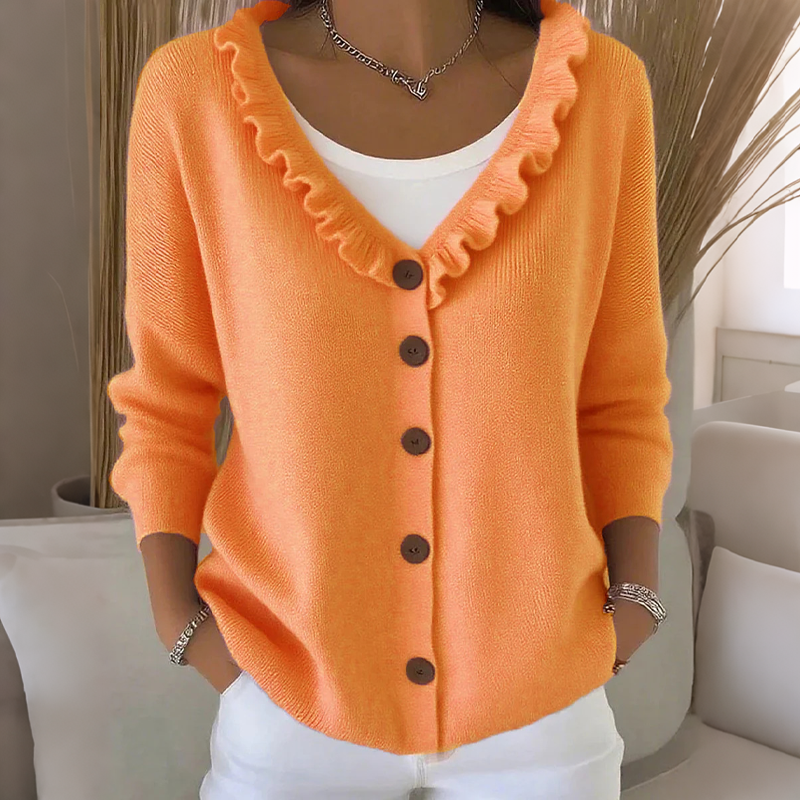 BLANCHE | Ruffle-Collar Knit Cardigan