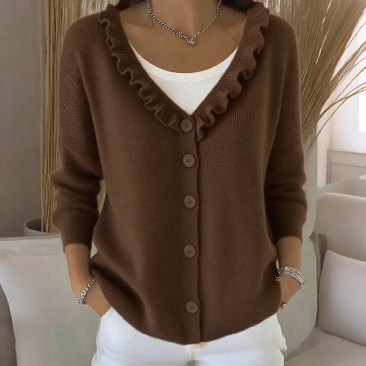BLANCHE | Ruffle-Collar Knit Cardigan