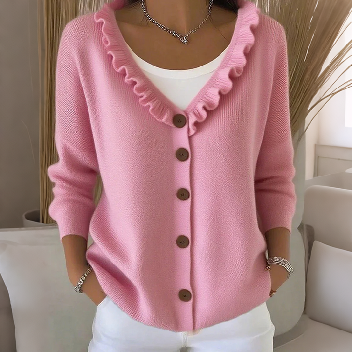 BLANCHE | Ruffle-Collar Knit Cardigan
