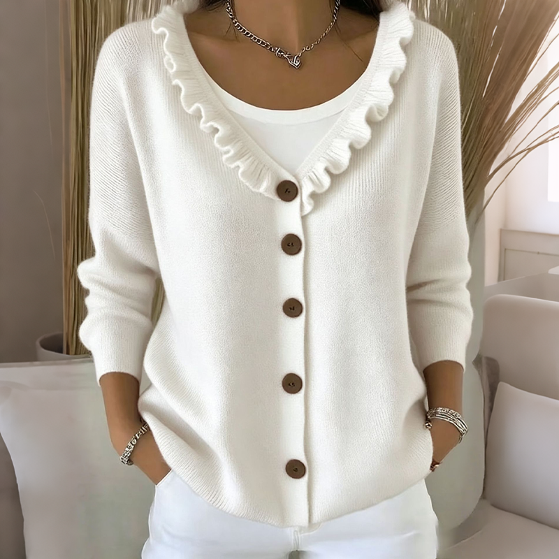 BLANCHE | Ruffle-Collar Knit Cardigan