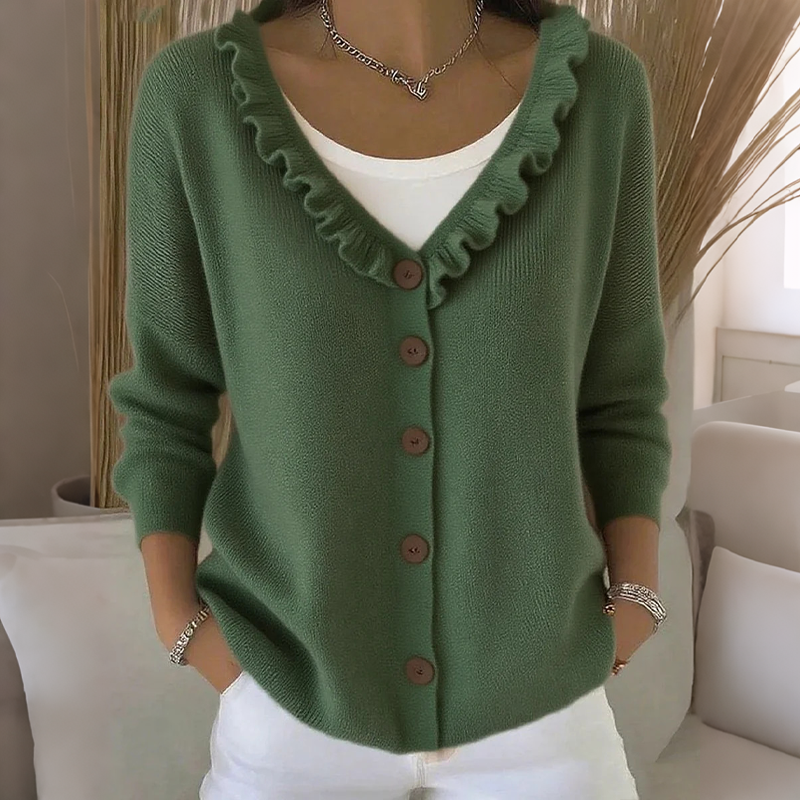 BLANCHE | Ruffle-Collar Knit Cardigan