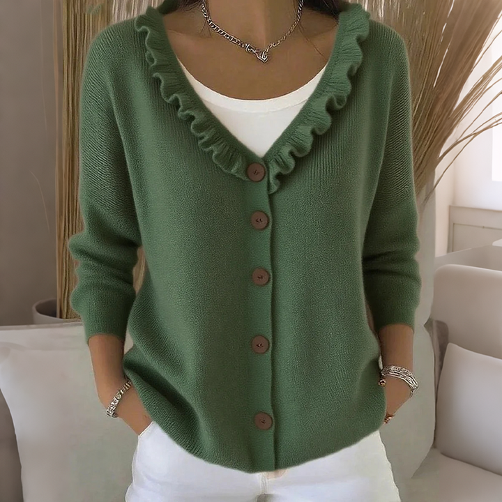 BLANCHE | Ruffle-Collar Knit Cardigan