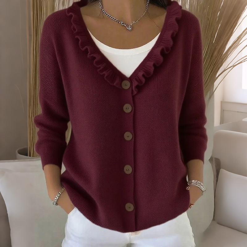 BLANCHE | Ruffle-Collar Knit Cardigan