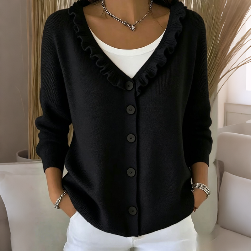 BLANCHE | Ruffle-Collar Knit Cardigan